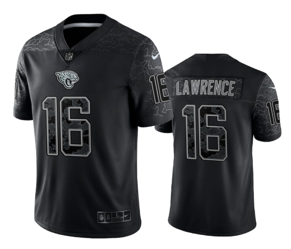 Men's Black Jacksonville Jaguars #16 Trevor Lawrence Reflective Limited Stitched Football Jersey